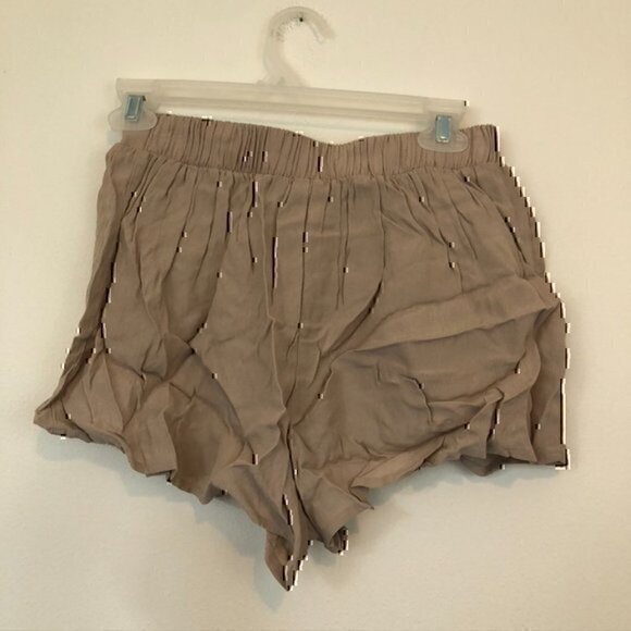 FOREVER 21 Lace Up Woven Short Solid Taupe Brown High Waisted Rise JUNIORS Small - Picture 9 of 10